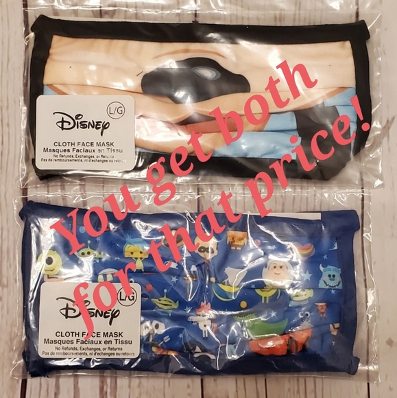 💙Disney Polyester Cloth Face Masks 2pcs Size L - Picture 1 of 3
